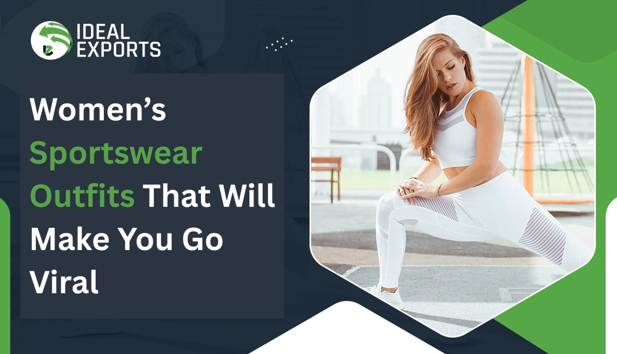 This image is a feature image of a blog and showing a text "Women’s Sportswear Outfits That Will Make You Go Viral"